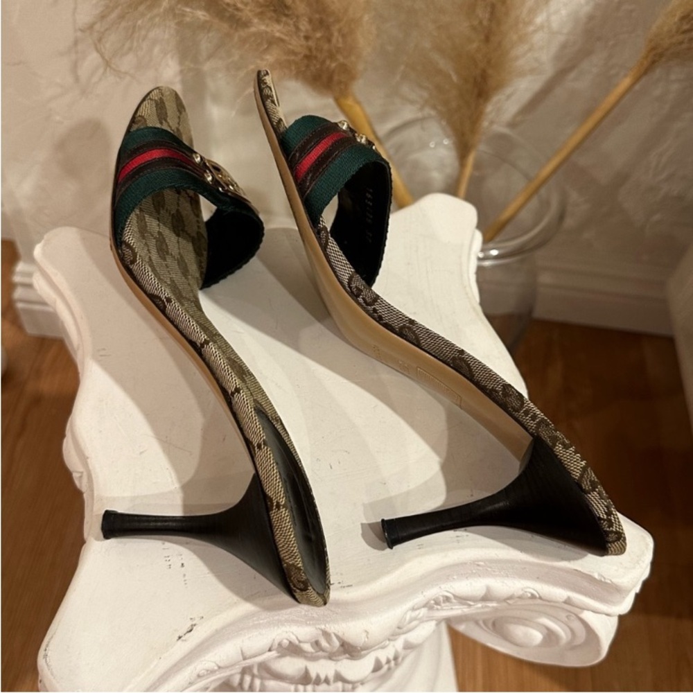 GUCCI Web Stripe Hysteria “GG Monogram Mule Sandals w/COA, EUC - Picture 6 of 15
